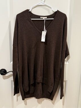 Gold Hawk Wool High Low Sweater Dolman Sleeve Slouchy Brown Size Medium NWT